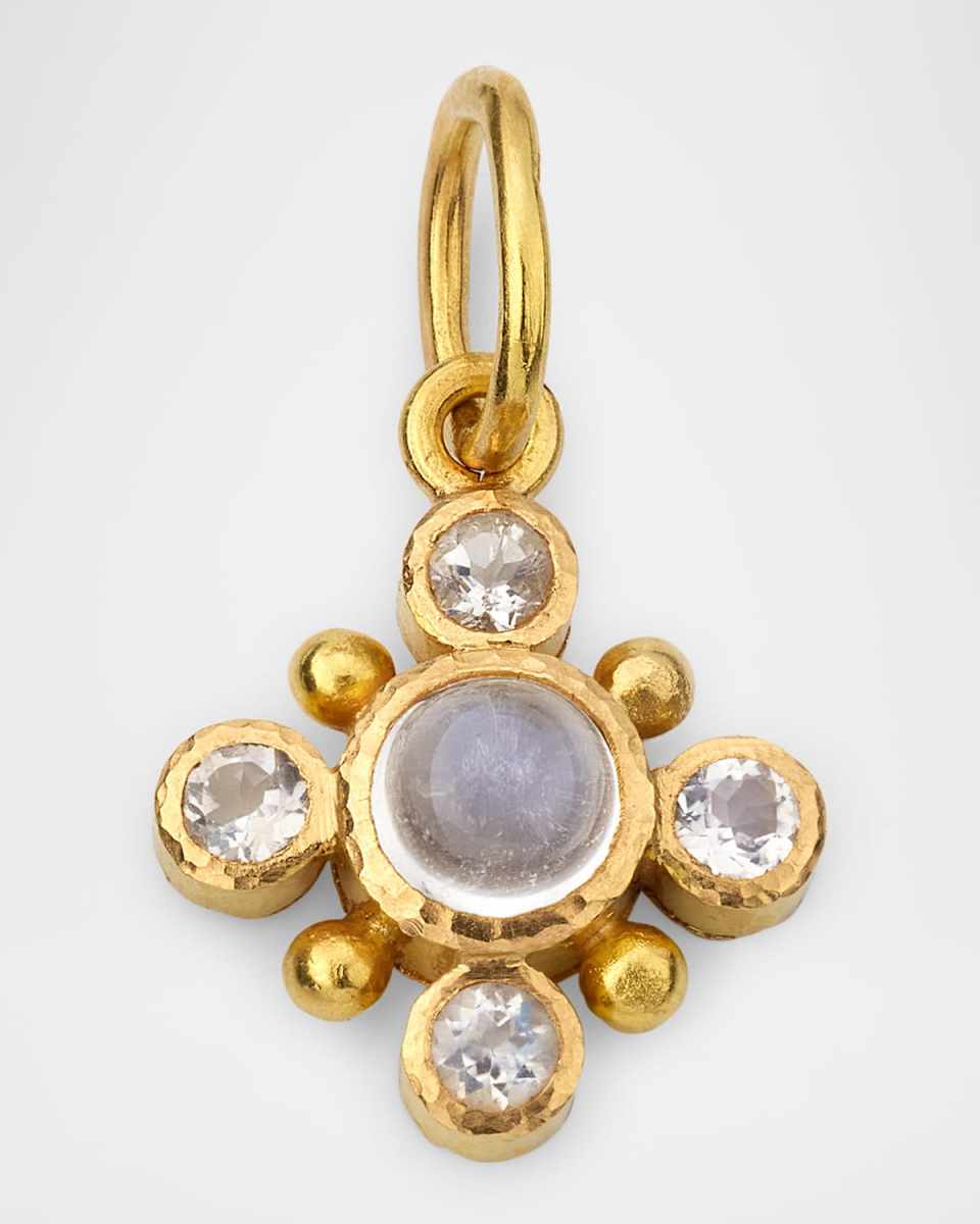 18K Small Round Moonstone Pendant